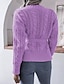 cheap Cardigans-Women&#039;s Cardigan Sweater Jumper Cable Knit Lace up Button Pure Color Crew Neck Stylish Casual Outdoor Daily Winter Fall Purple Yellow S M L / Cotton / Long Sleeve / Cotton / Holiday / Regular Fit