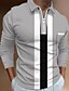 cheap Graphic Polo-Men&#039;s Polo Shirt Golf Shirt Zip Polo Striped Turndown Zip Army Green Navy Blue Gray 3D Print Outdoor Street Long Sleeve Zipper Print Clothing Apparel Fashion Designer Casual Breathable