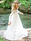 cheap Flower Girl Dresses-A-Line Floor Length Flower Girl Dress First Communion Girls Cute Prom Dress Lace with Lace Boho Lace Back Fit 3-16 Years