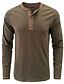 cheap Men&#039;s Henley Shirts-Men&#039;s Henley Shirt Tee Curve Crew Neck Green Wine Royal Blue Dark Gray Gray Outdoor Daily Long Sleeve Button-Down Clothing Apparel Cotton Fashion Streetwear Casual Breathable