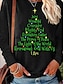 preiswerte T-Shirts für Damen-Damen T Shirt Weihnachts-Shirt Weihnachtsbaum Text Schwarz Bedruckt Langarm Weihnachten Wochenende Basic Weihnachten Rundhalsausschnitt Regular Fit Herbst Winter