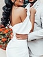ieftine Rochii de Mireasă-hol rochii de mireasa simple teaca/coloana cu umeri cu maneca trena curte rochii de mireasa din satin cu despicat in fata petrecere de nunta de vara 2024