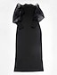 Χαμηλού Κόστους Κοκτέιλ Φορέματα-κοκτέιλ φορέματα με θήκη/κολώνα μαύρο φόρεμα αρραβώνων γάμου με μακριά μανίκια με ψηλό λαιμό ελαστικό ύφασμα με καθαρό χρώμα 2024