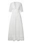 cheap Romantic Lace Dresses-Women&#039;s Party Dress Lace Dress Casual Dress Swing Dress Long Dress Maxi Dress White Half Sleeve Pure Color Lace Spring Fall Winter V Neck Stylish 3XL