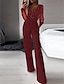 cheap Formal Jumpsuits-Women‘s Jumpsuit for Special Occasions Mesh Sequin Solid Color V Neck Elegant Party Prom Regular Fit Long Sleeve Black S M L Spring  Fall