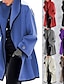 cheap Women&#039;s Coats &amp; Trench Coats-Women&#039;s Winter Coat Long Overcoat Single Breasted Lapel Pea Coat with Black Trim Thermal Warm Windproof Trench Coat Fall Oversized Outerwear Long Sleeve Gray Black Blue White