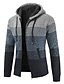 cheap Men&#039;s Cardigan Sweater-Men&#039;s Cardigan Sweater Fleece Sweater Ribbed Knit Tunic Knitted Color Block Hooded Warm Ups Modern Contemporary Daily Wear Going out Clothing Apparel Winter Fall Blue Red &amp; White M L XL / Long Sleeve