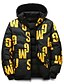 cheap Men&#039;s Downs &amp; Parkas-Men&#039;s Puffer Jacket Hoodie Coat Padded Zipper Pocket Print Sports Outdoor Regular Outdoor Casual / Daily Winter Letter Black Yellow Red Khaki Puffer Jacket