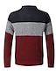 cheap Men&#039;s Cardigan Sweater-Men&#039;s Cardigan Sweater Fleece Sweater Ribbed Knit Zipper Knitted Color Block Standing Collar Warm Ups Modern Contemporary Daily Wear Going out Clothing Apparel Fall &amp; Winter Burgundy Blue M L XL