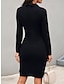 Χαμηλού Κόστους ντιζάιν φορέματα για πάρτι-Γυναικεία Φόρεμα εργασίας Φορέματα Blazer Φόρεμα σε ευθεία γραμμή Φόρεμα μέχρι το γόνατο Μπλε Απαλό Μαύρο Κρασί Μακρυμάνικο Μονόχρωμες Κουμπί Χειμώνας Φθινόπωρο Κολάρο Πουκαμίσου Κομψό