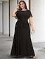 cheap Plus Size Mother of the Bride Dresses-A-Line Plus Size Curve Mother of the Bride Dresses Elegant Cape Dress Dress Formal Wedding Guest Floor Length Sleeveless Jewel Neck Chiffon with Ruched Crystals 2024
