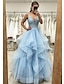 cheap Prom Dresses-Ball Gown A-Line Prom Dresses Princess Dress Formal Wedding Guest Floor Length Sleeveless V Neck Tulle Backless with Pleats Ruched Appliques 2024