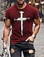 cheap Men&#039;s Graphic T Shirt-Cross Casual Mens 3D Shirt | Red Summer Cotton | Tee Men&#039;S Graphic Blend Big And Tall Esencial Short Sleeve Comfortable Vacation