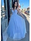 Χαμηλού Κόστους Φορέματα Δεκάτων Πέμπτων Γενεθλίων-Βραδινή τουαλέτα Γραμμή Α Φορέματα χορού Φανταχτερό Φόρεμα Επίσημο Μακρύ Αμάνικο Λαιμόκοψη V Τούλι Εξώπλατο με Πλισέ 2023