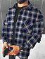 cheap Flannel Shirts-Men&#039;s Flannel Shirt Shirt Jacket Shacket Fleece Shirt Shirt Overshirt Plaid Turndown Sea Blue Blue Dark Gray Gray Black Outdoor Street Long Sleeve Button-Down Print Clothing Apparel Fashion Designer