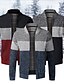 cheap Men&#039;s Cardigan Sweater-Men&#039;s Cardigan Sweater Fleece Sweater Ribbed Knit Zipper Knitted Color Block Standing Collar Warm Ups Modern Contemporary Daily Wear Going out Clothing Apparel Fall &amp; Winter Burgundy Blue M L XL