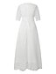 cheap Romantic Lace Dresses-Women&#039;s Party Dress Lace Dress Casual Dress Swing Dress Long Dress Maxi Dress White Half Sleeve Pure Color Lace Spring Fall Winter V Neck Stylish 3XL