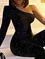 cheap Women&#039;s Jumpsuits-Women&#039;s Jumpsuit High Waist Solid Color One Shoulder Elegant Party Bar Regular Fit Long Sleeve Black S M L Winter