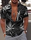 preiswerte Herrenhemden in großen Größen-Graphic Leaves Herren Resort Hawaiian 3D Printed Shirt Button Up Kurzarm Sommer Strand Aloha Shirt Urlaub Täglich Tragen S bis 3XL