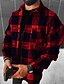 cheap Flannel Shirts-Men&#039;s Flannel Shirt Shirt Jacket Shacket Overshirt Plaid / Check Turndown Green Red Navy Blue Black Christmas Street Button-Down Clothing Apparel Basic Fashion Designer Comfortable