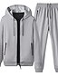 cheap Men&#039;s Tracksuits-Men&#039;s Tracksuit Sweatsuit Hoodies Set Jogging Suits Black Blue Gray Hooded Solid Color Zipper Pocket 2 Piece Sports &amp; Outdoor Daily Sports Sportswear Casual Thin fleece Spring &amp;  Fall Clothing Apparel