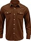 cheap Overshirts-Men&#039;s Corduroy Shirt Shirt Jacket Shacket Solid Colored Turndown Black Army Green Khaki Brown Beige Outdoor Work Long Sleeve Button-Down Clothing Apparel Fashion Casual Breathable Comfortable