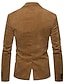 baratos Blazers Clássicos Masculinos-Homens Jaqueta de Veludo Blazer O negócio Férias Durável Casual / Diário Bolsos Inverno Primavera &amp; Outono Cor Sólida / Simples Aquecimento Conforto Colarinho Liso Padrão Vinho Azul Marinho Escuro