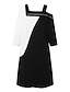 abordables Robes à motifs-Mini robe Femme Robe casual Demi Manches Eté Printemps - Mode Moderne Patchwork Accueil froid Bloc de couleur 2023 Noir S M L XL 2XL 3XL