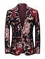 cheap Blazer&amp;Jacket-Men&#039;s Fashion Retro Party Blazer Regular Regular Fit Floral Single Breasted One-button Black White Pink Red Blue 2024