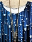 baratos Blusas e Camisas de mulher-Mulheres Camisa Social Blusa Azul Cores Gradiente Imprimir Manga Longa Natal Diário Casual Férias Crewneck Padrão Tamanho Grande XL