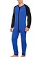 cheap Pajamas-Men&#039;s Loungewear Onesie Pajamas Patchwork Simple Casual Comfort Home Daily Cotton Comfort Breathable Crew Neck Long Sleeve Fall Spring Black Blue