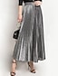 cheap Maxi Skirts-Women&#039;s Skirt Maxi Pleated Swing Long Skirt Silver Gold Skirts Shiny Metallic Shimmery Fashion Casual Daily S M L