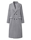 Χαμηλού Κόστους Γυναικεία Παλτό &amp; Καμπαρντίνες-γυναικείο παλτό μοντέρνο μοντέρνο απλό κουμπί επίσημο γραφείο / οδός καριέρας καθημερινό πολυεστερικό μακρύ παλτό χειμώνα φθινόπωρο γκρι διπλό στήθος turndown κανονική εφαρμογή 3xl