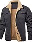 cheap Men&#039;s Jackets &amp; Coats-Men&#039;s Winter Jacket Work Jacket Winter Coat Fleece Jacket Warm Daily Wear Vacation Going out Single Breasted Turndown Comfort Leisure Jacket Outerwear Solid / Plain Color Pocket Button-Down Dark-Gray