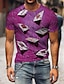 preiswerte 3D-T-Shirt für Männer-Herren-T-Shirt gemustert Poker Rundhals Kurzarm grau lila gelb Party täglich bedruckte Oberteile lässige grafische T-Shirts