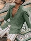 ieftine Cămăși Bumbac-Bărbați cămașă de in Cămașă de vară Cămașă de plajă Răsfrânt Primăvară Vară Manșon Lung Alb Verde Deschis Culoare solidă Stradă Concediu Îmbrăcăminte Peteci