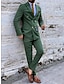 preiswerte Anzüge-grün schwarz weiß elfenbein Herren-Ballanzug Herbst Hochzeitsanzug 2-teilig Übergröße einfarbig Standard-Passform Zweireiher sechs Knöpfe 2024