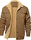 cheap Men&#039;s Jackets &amp; Coats-Men&#039;s Winter Jacket Work Jacket Winter Coat Fleece Jacket Warm Daily Wear Vacation Going out Single Breasted Turndown Comfort Leisure Jacket Outerwear Solid / Plain Color Pocket Button-Down Dark-Gray
