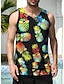 olcso férfi 3d felsők-Férfi Atléta Grafikus pólók Vicces pólók Ujjatlan férfi póló Ananász Terített nyak Világossárga Fekete Sárga Arcpír rózsaszín Lóhere 3D nyomtatás Napi Szabadság Ujjatlan 3D nyomtatás Ruházat Hawaii