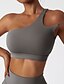 cheap Sports Bras-Women&#039;s One Shoulder Medium Support Sports Bra Removable Pad Wireless Solid Color Black Khaki Yoga Fitness Gym Workout Top Sport Activewear Stretchy Breathable Quick Dry Comfortable Slim