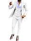 cheap Suits-White Red Silver Men&#039;s Prom Suits Wedding Suits Solid Colored 3 Piece Standard Fit Single Breasted One-button 2024