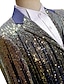 voordelige Tuxedo -pakken-koningsblauw heren bal disco smokings 2-delige pailletten kleurverloop notch slim fit enkele rij knopen met drie knopen 2024