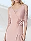 זול שמלות ערב-שמלת אורח כלה בשורה רשמית באורך רצפה באורך 3/4 שרוול V צווארון סתיו שיפון עניבה שחורה עם רקמה 2024