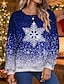 cheap Hoodies &amp; Sweatshirts-Women&#039;s Christmas Sweatshirt Pullover Streetwear Green Blue Purple Snowflake Christmas Round Neck Long Sleeve S M L XL 2XL 3XL