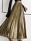 cheap Maxi Skirts-Women&#039;s Skirt Maxi Pleated Swing Long Skirt Silver Gold Skirts Shiny Metallic Shimmery Fashion Casual Daily S M L