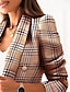 abordables Blazers Femme-Femme blazer Bureau Bouton Plaid Chaud Mode Standard Vêtements d&#039;extérieur manche longue Hiver Noir S
