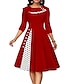 رخيصةأون فساتين منقوشة-نسائي لباس غير رسمي فستان سوينج فستان طول الركبة أسود أحمر أزرق البحرية نصف كم منقوش جيب الصيف الربيع رقبة عالية مدورة أنيق فضفاض صالح 2023 S M L XL XXL