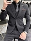 billiga Kostymer-svart ljusgrå mörkgrå herrfest festbalsdräkter enfärgade 3 delar plus size skräddarsydd passform enkelknäppta två-knappar 2024