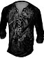 cheap Men&#039;s Henley Shirts-Men&#039;s Henley Shirt T shirt Tee Designer 1950s Long Sleeve Graphic Patterned Skull Plus Size Henley Street Casual Button-Down Print Clothing Clothes Designer Basic 1950s Black Dark Gray Brown