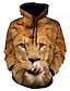 billiga Tröjor för herr-Herr Huvtröja Tröja med tröja Lätt huvtröja 1# 2# 3 4 5 Huva Grafisk Lejon Fula djur Dagligen Helgen 3D-tryck söt stil Ledigt Kläder Pull Tröjor Långärmad